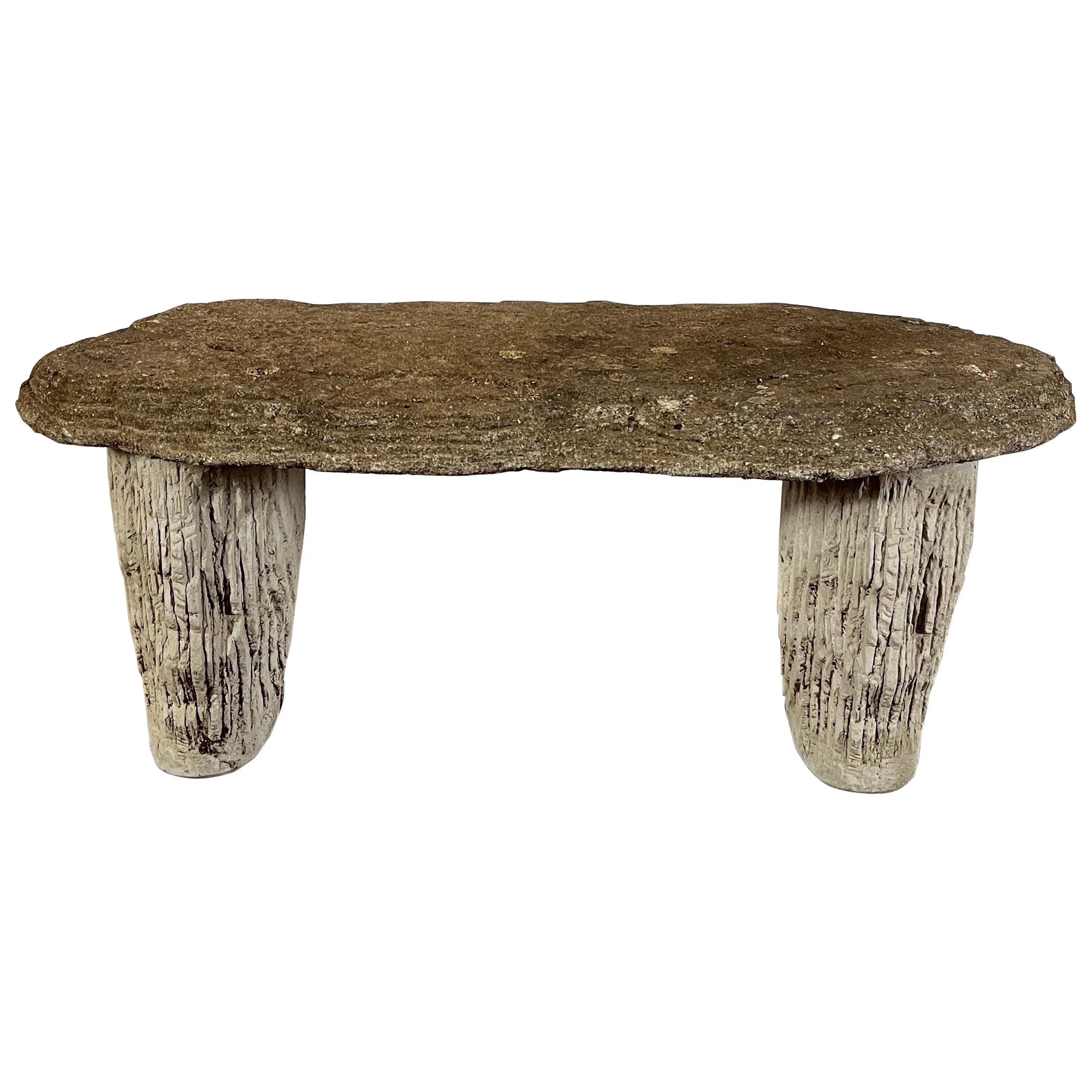 Vintage Faux Bois 3 Stück gegossenen Stein Adirondack Gartenbank im Angebot