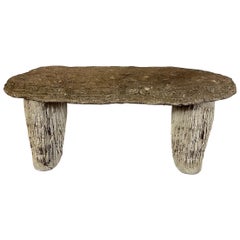 Vintage Faux Bois 3 Stück gegossenen Stein Adirondack Gartenbank