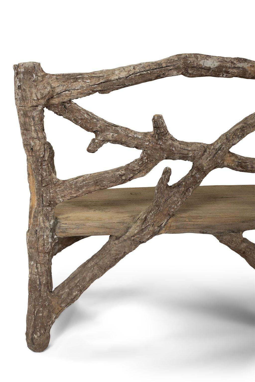 Vintage Faux Bois Bench For Sale 3