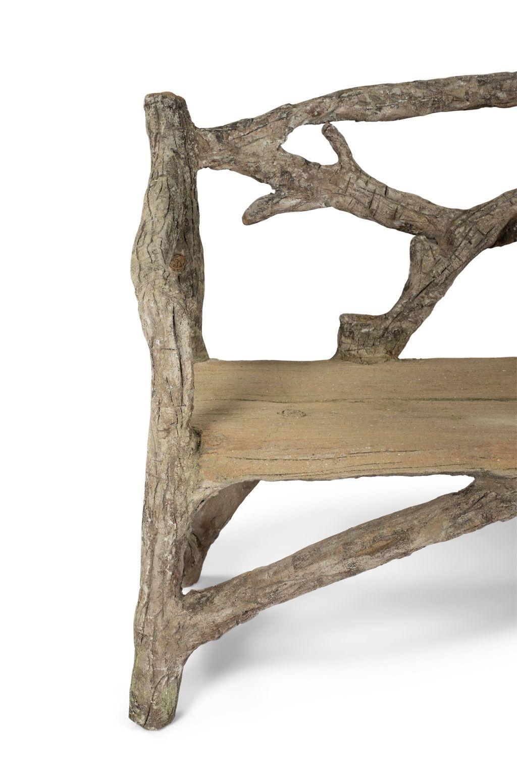 Vintage faux bois bench from France circa 1950-1979.
Height 37 inches x Width 84 inches x Depth 26 inches (seat is Height 18 inches x Width 77 inches x Depth 19 inches and arms are about 27 inches high).