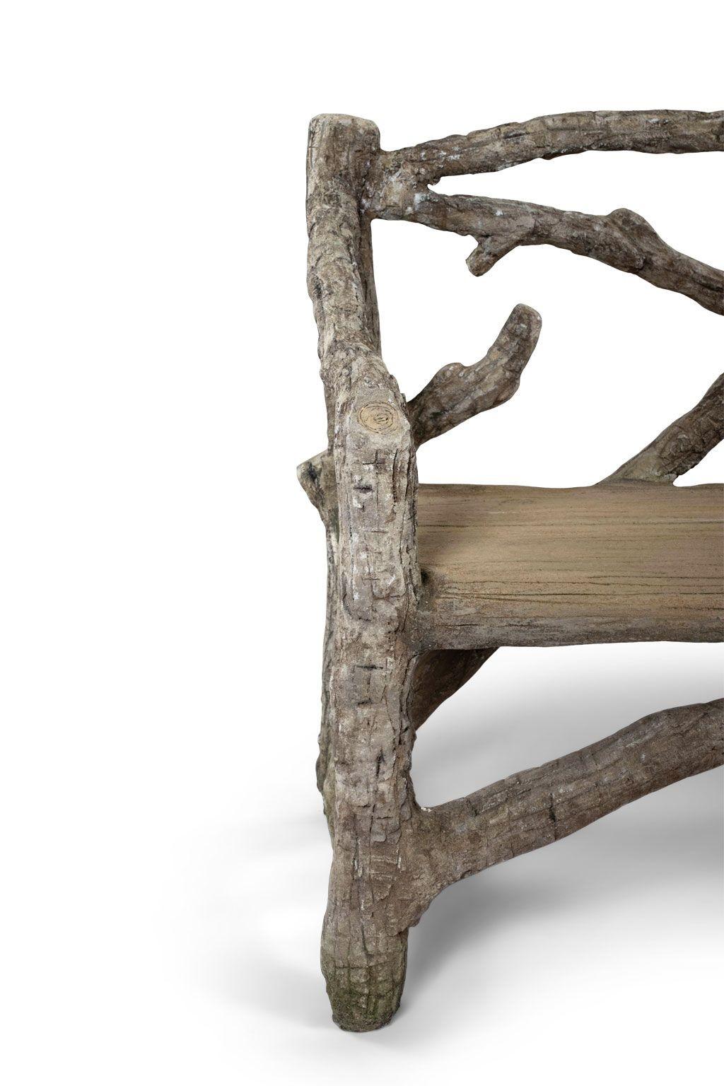 French Vintage Faux Bois Bench For Sale