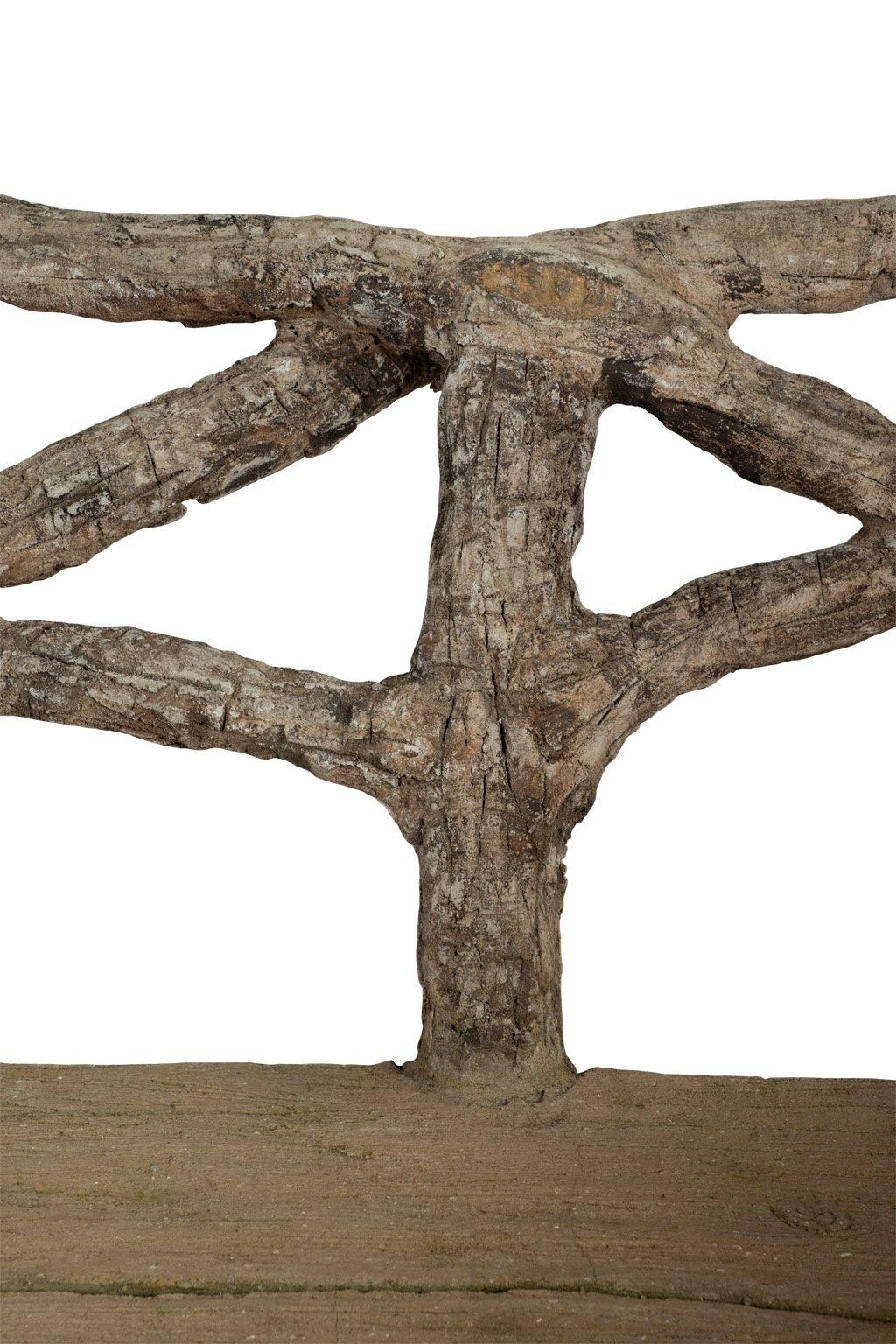 French Vintage Faux Bois Bench