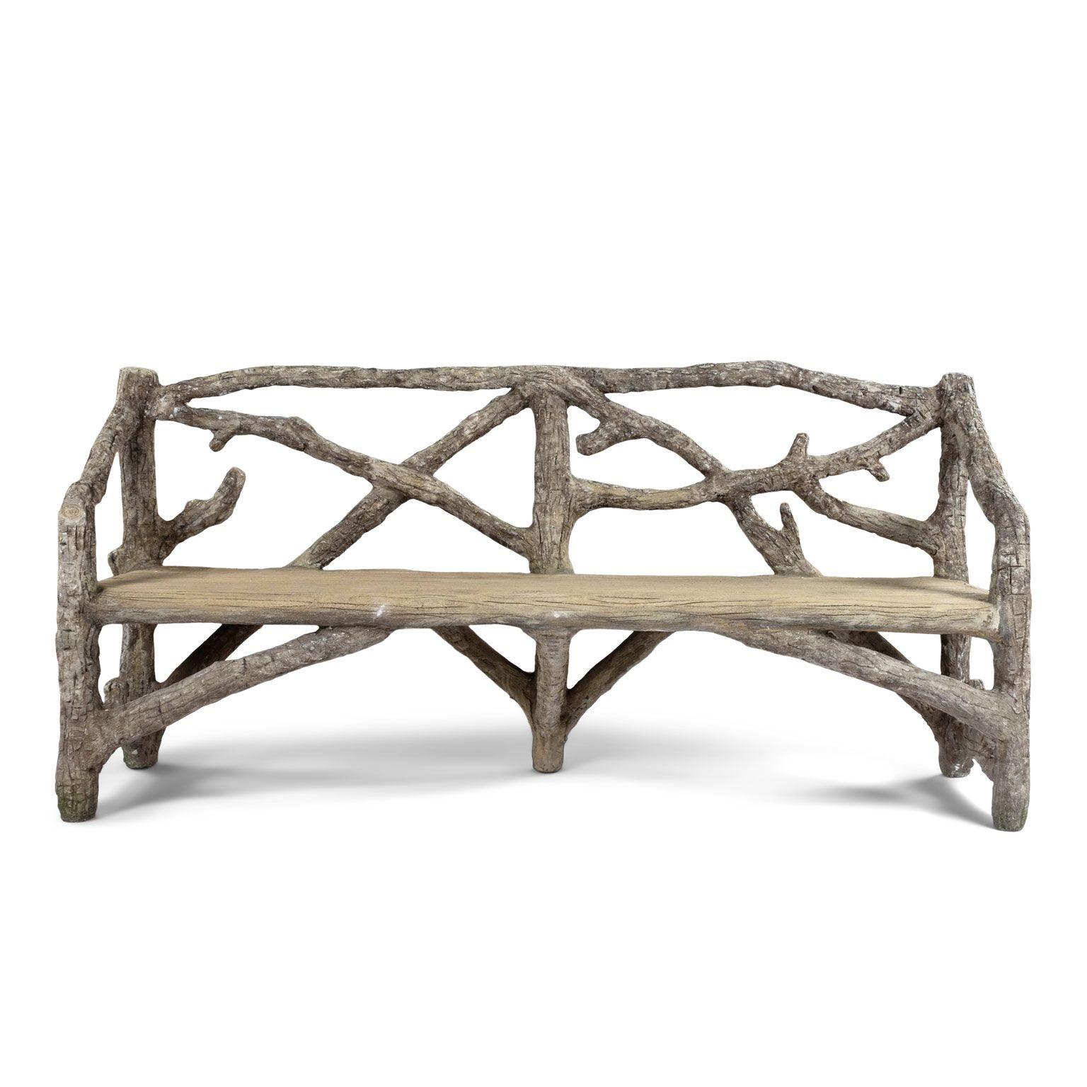 20th Century Vintage Faux Bois Bench For Sale