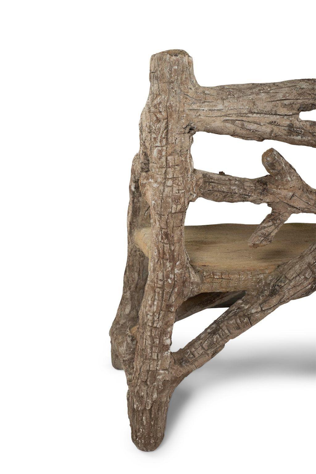 20th Century Vintage Faux Bois Bench