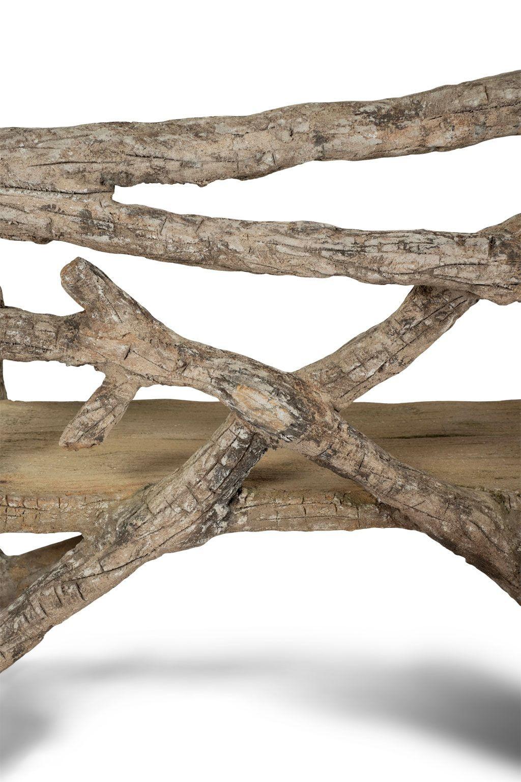 Steel Vintage Faux Bois Bench