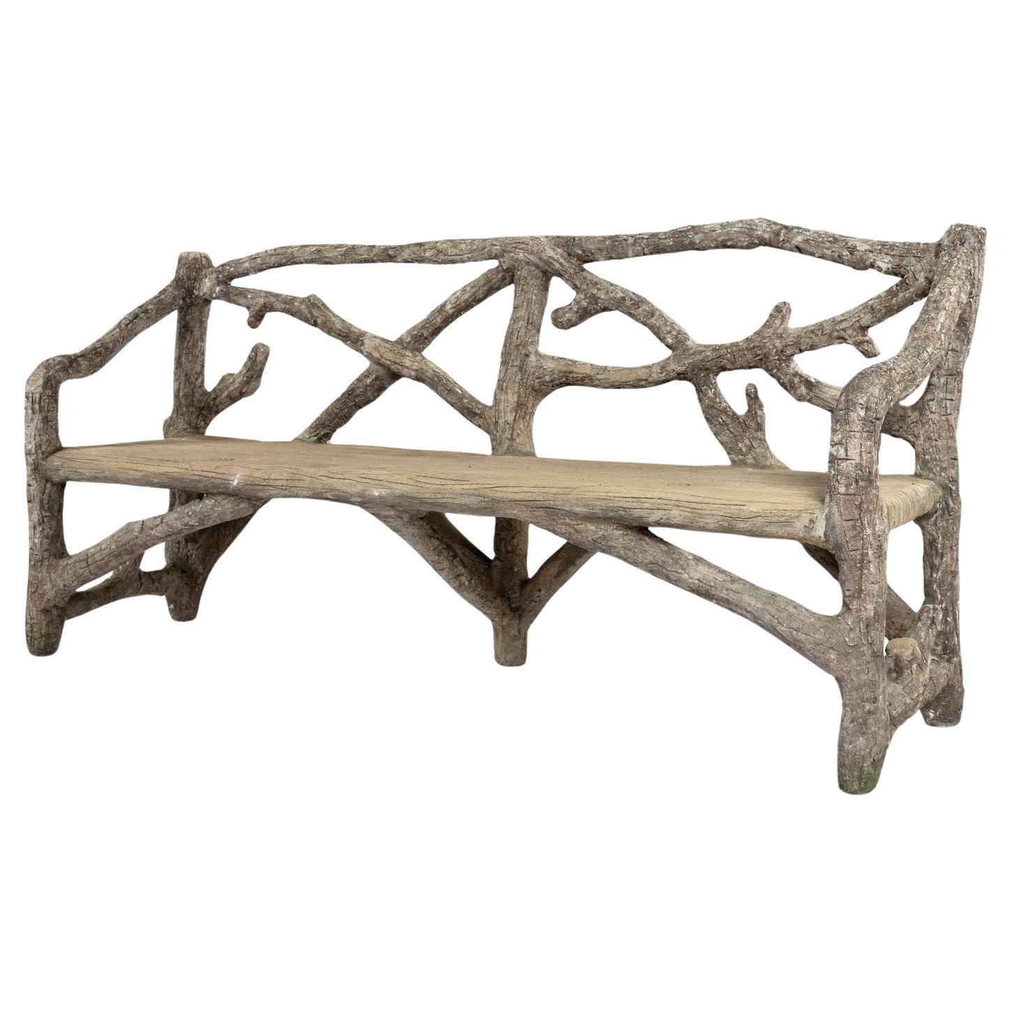 Vintage Faux Bois Bench