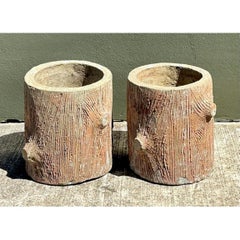 Vintage Faux Bois Concrete Planters
