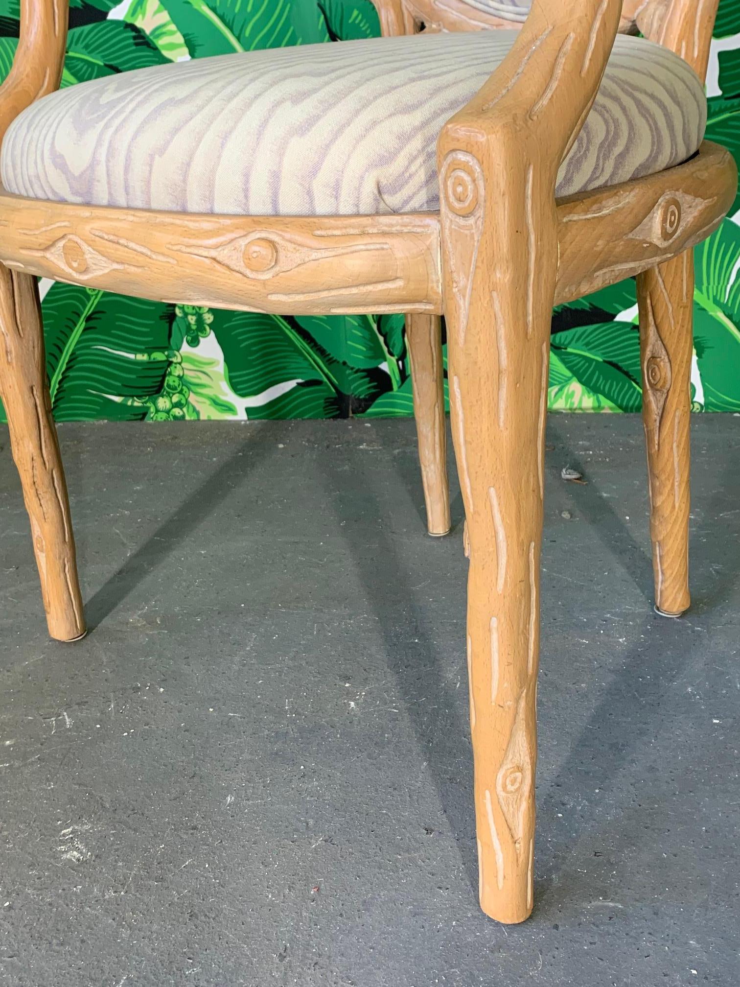 Vintage Faux Bois Dining Chairs, Set of 6 5