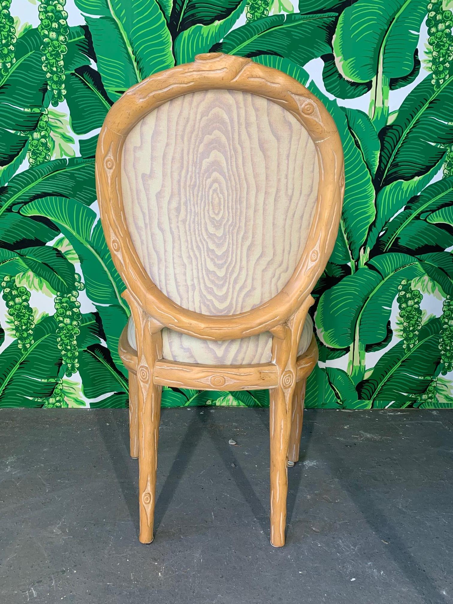 Late 20th Century Vintage Faux Bois Dining Chairs, Set of 6