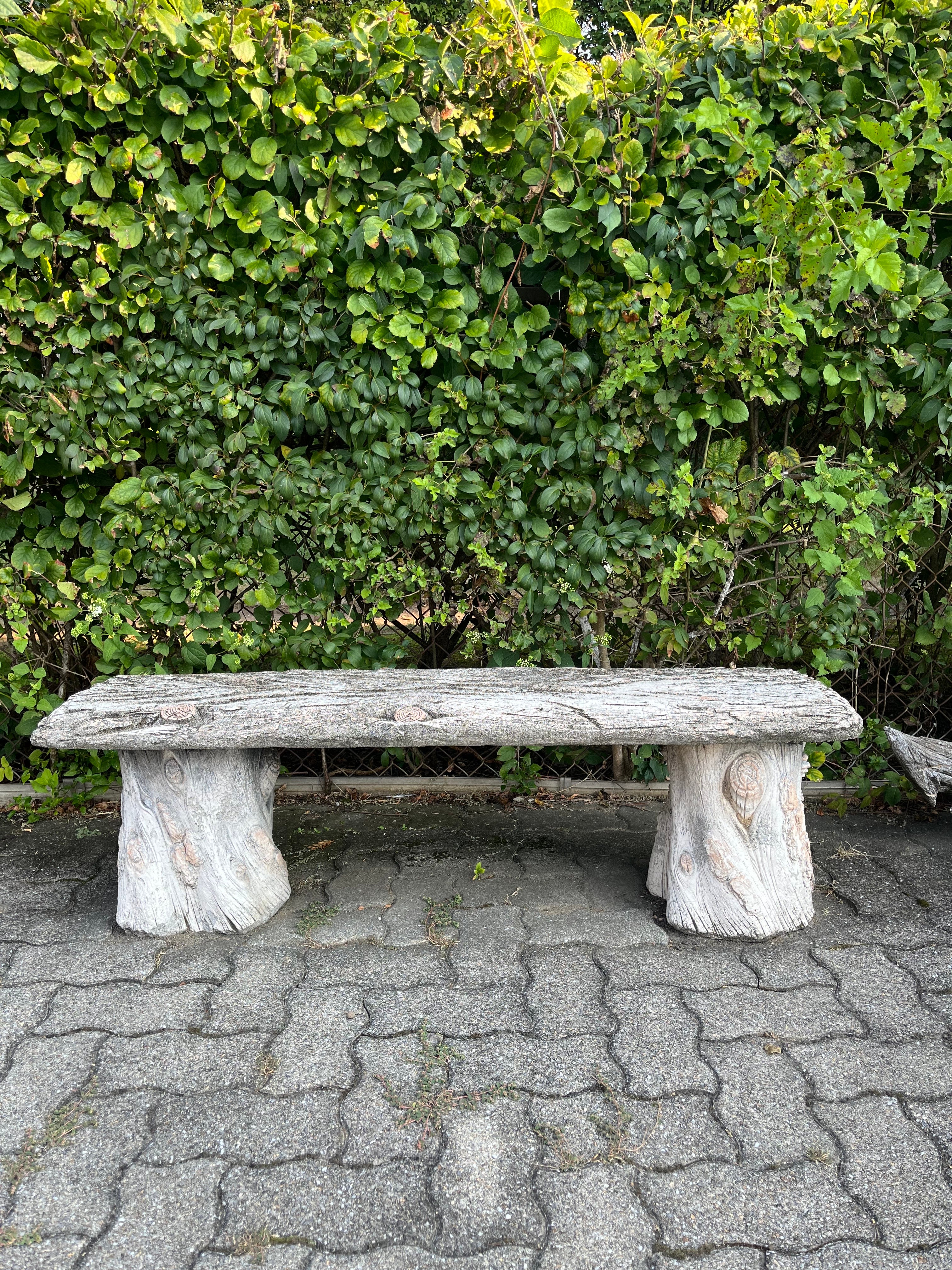 Mid-Century Modern Vintage Faux Bois Garden Bench en vente