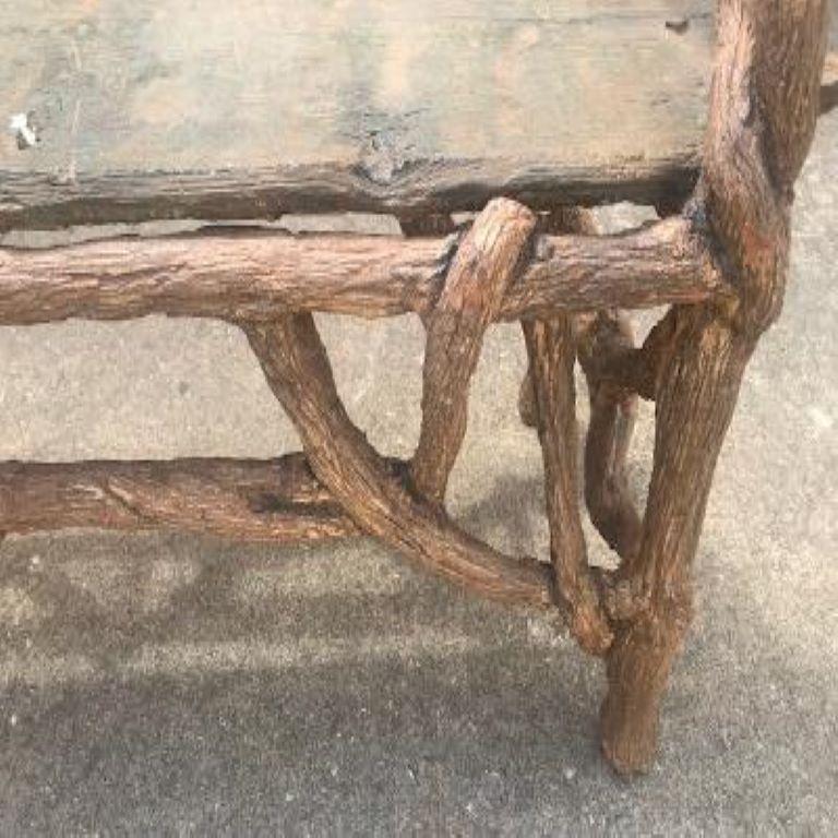 Rustic Vintage Faux Bois Garden Bench