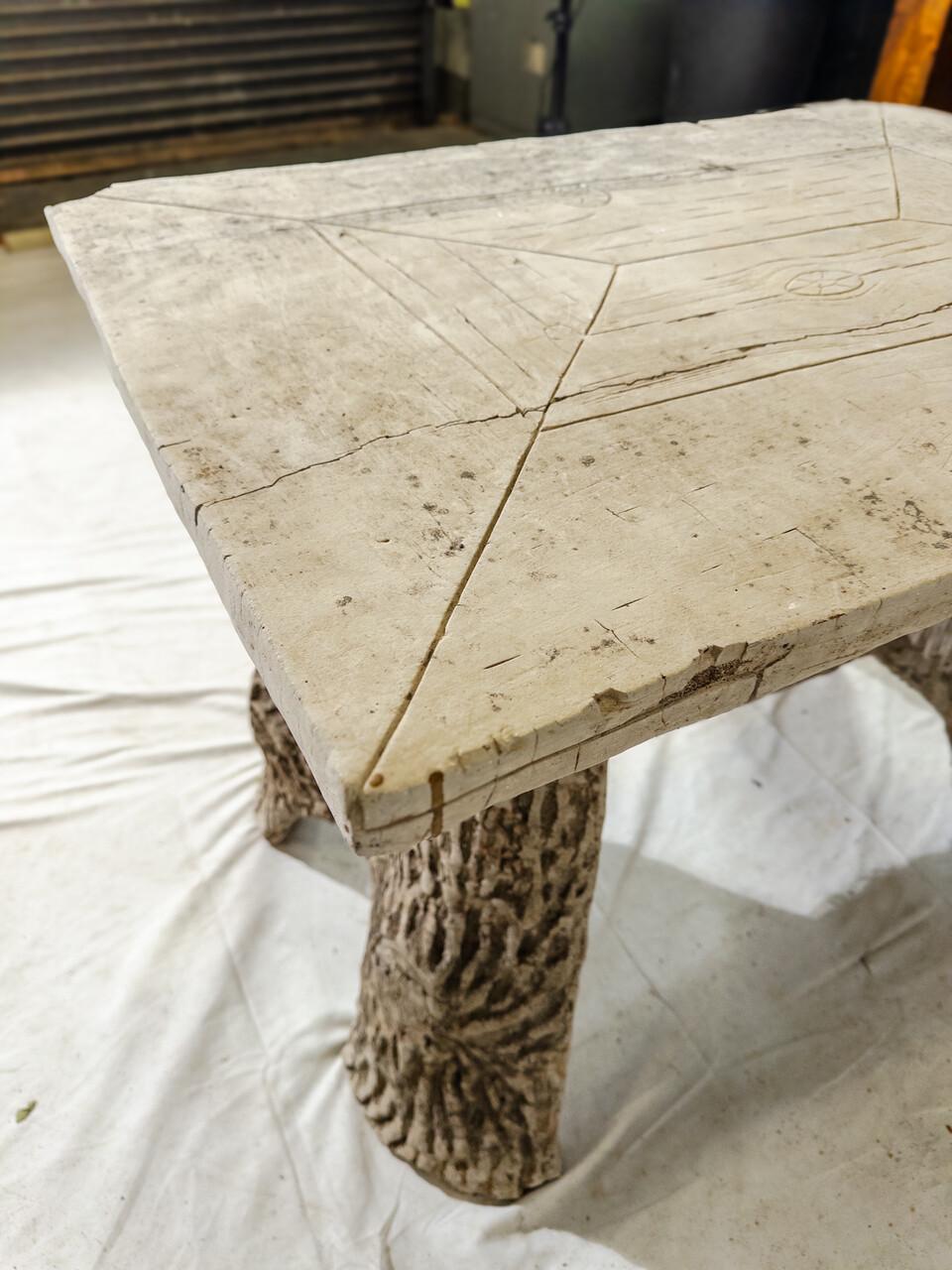 French Vintage Faux Bois Garden Table For Sale