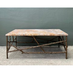 Vintage Faux Bois Marble Top Coffee Table