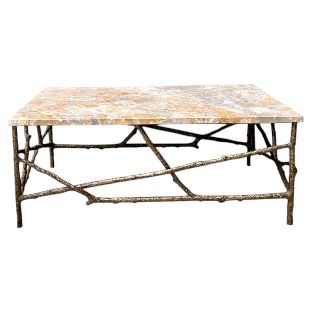 Vintage Faux Bois Marble Top Coffee Table
