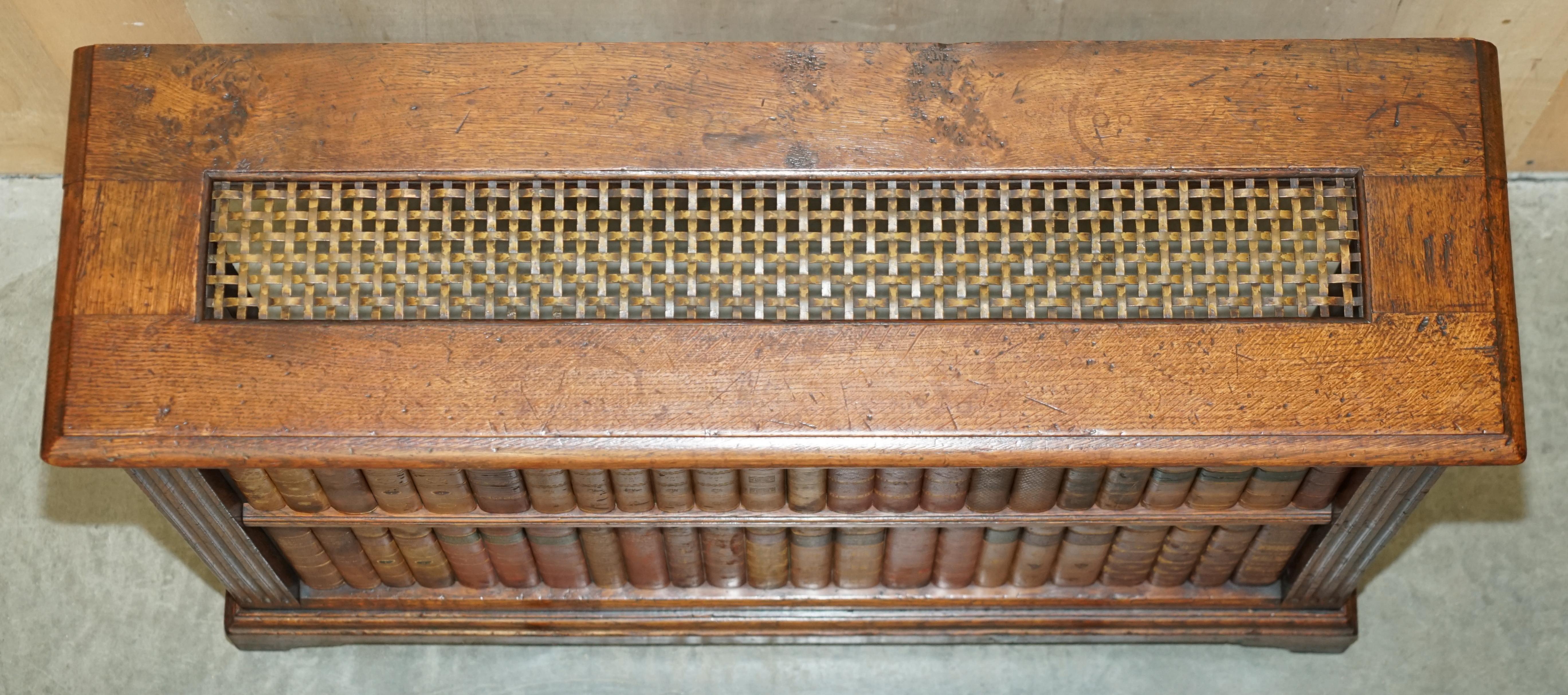 ViNTAGE FAUX BOOK FRONT RADIATOR COVER CONSOLE TABLE, SUPER DECORATIVE AND RARE 8