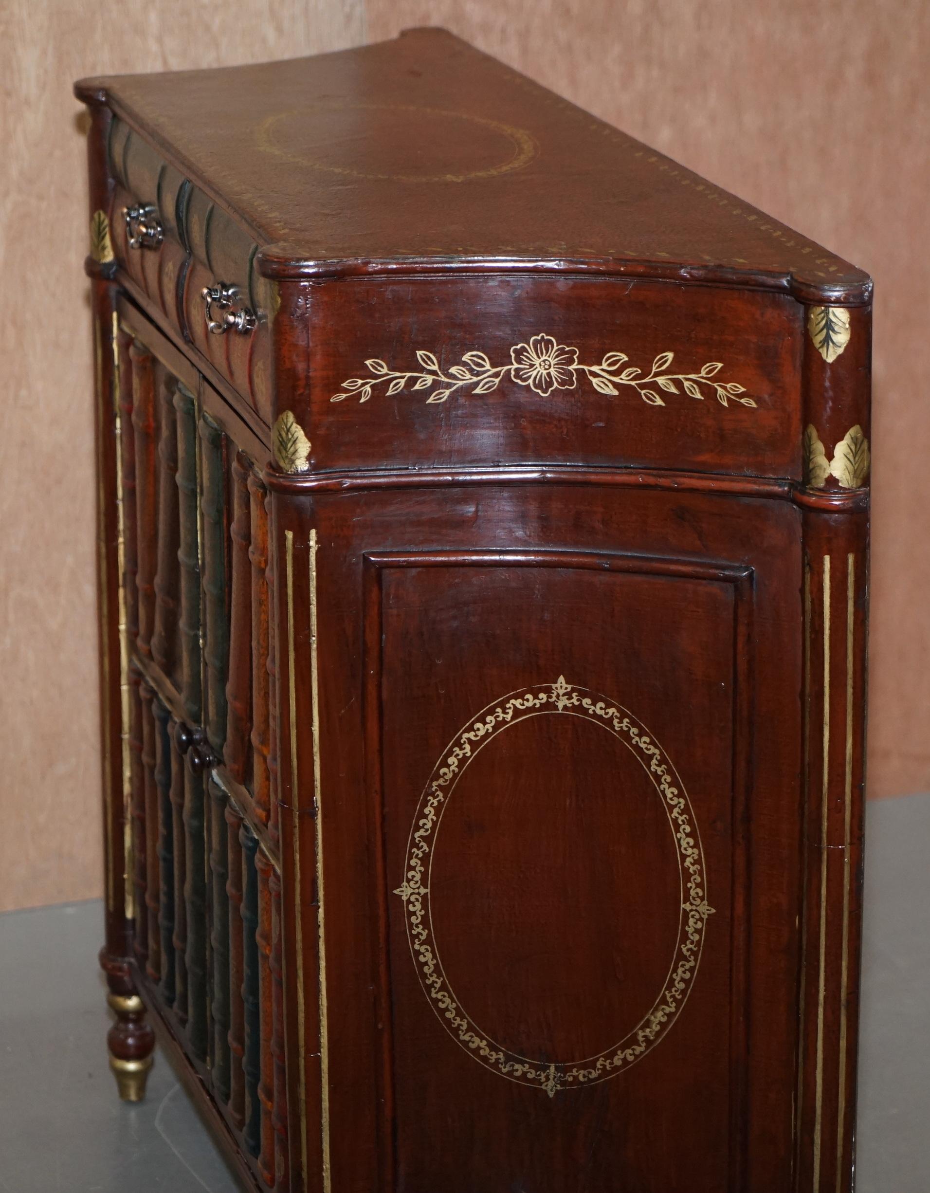 Vintage Faux Book Library Sideboard with Twin Drawers Lovely Decorative Piece For Sale 5