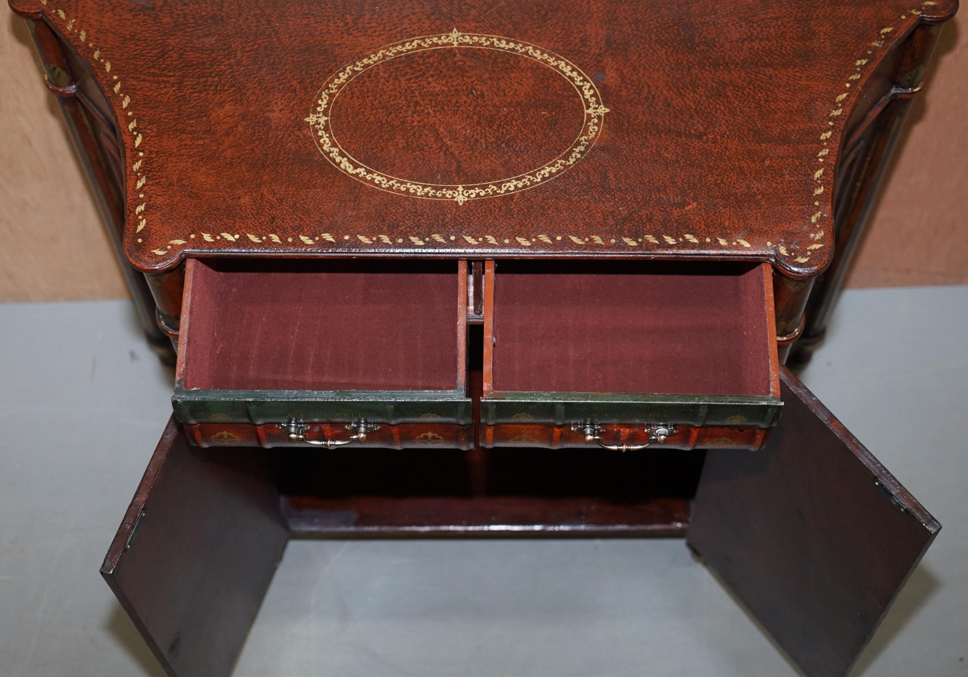 Vintage Faux Book Library Sideboard with Twin Drawers Lovely Decorative Piece For Sale 8