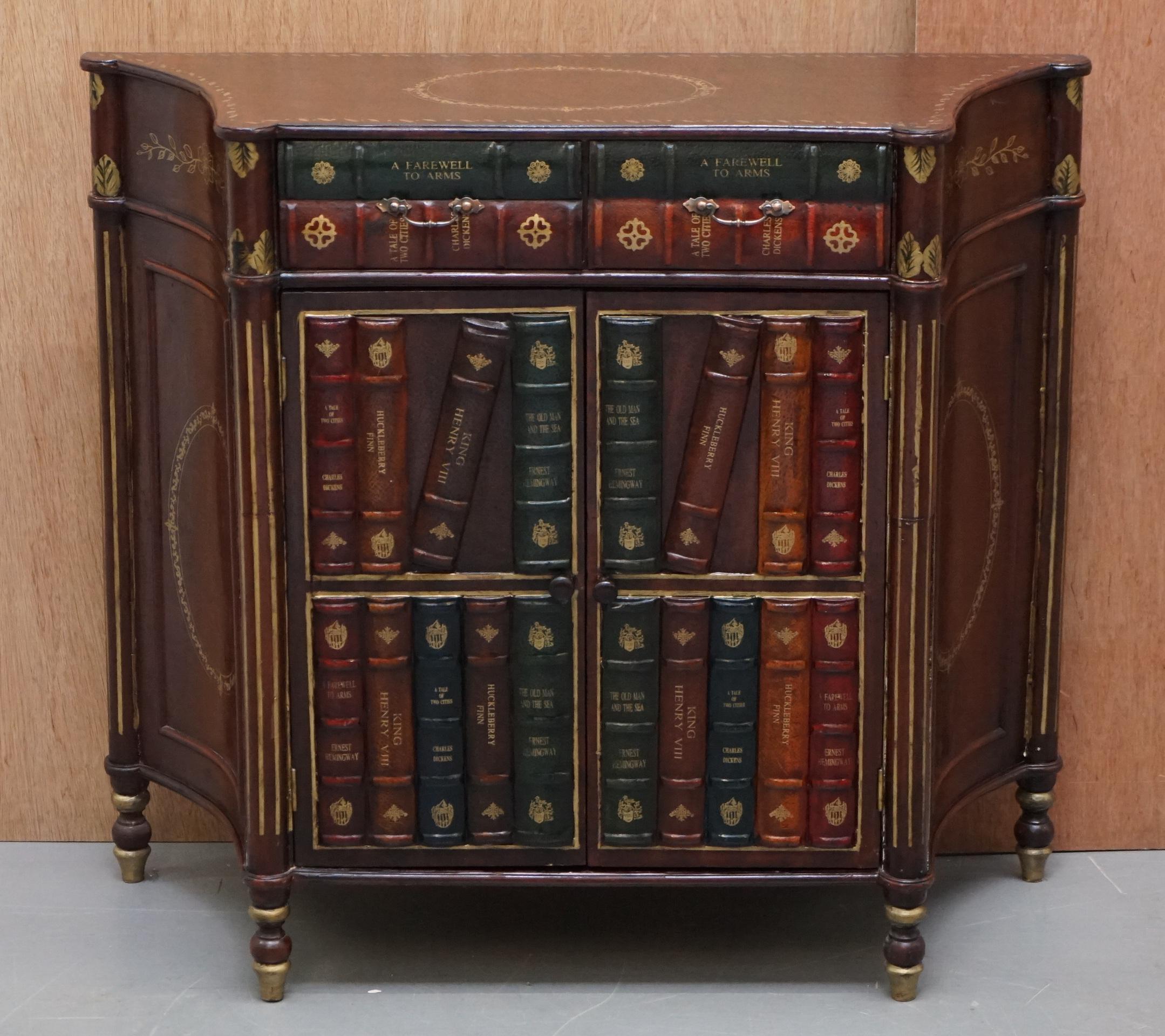 We are delighted to offer for sale this lovely vintage Faux Book library or study small sideboard with twin drawers

A good looking and well made piece, the faux book style dates back to the early Victorian era and was a great way to hide precious
