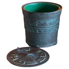 Vintage Faux Bronze Chinese Lidded Ice Bucket by Getz Bros