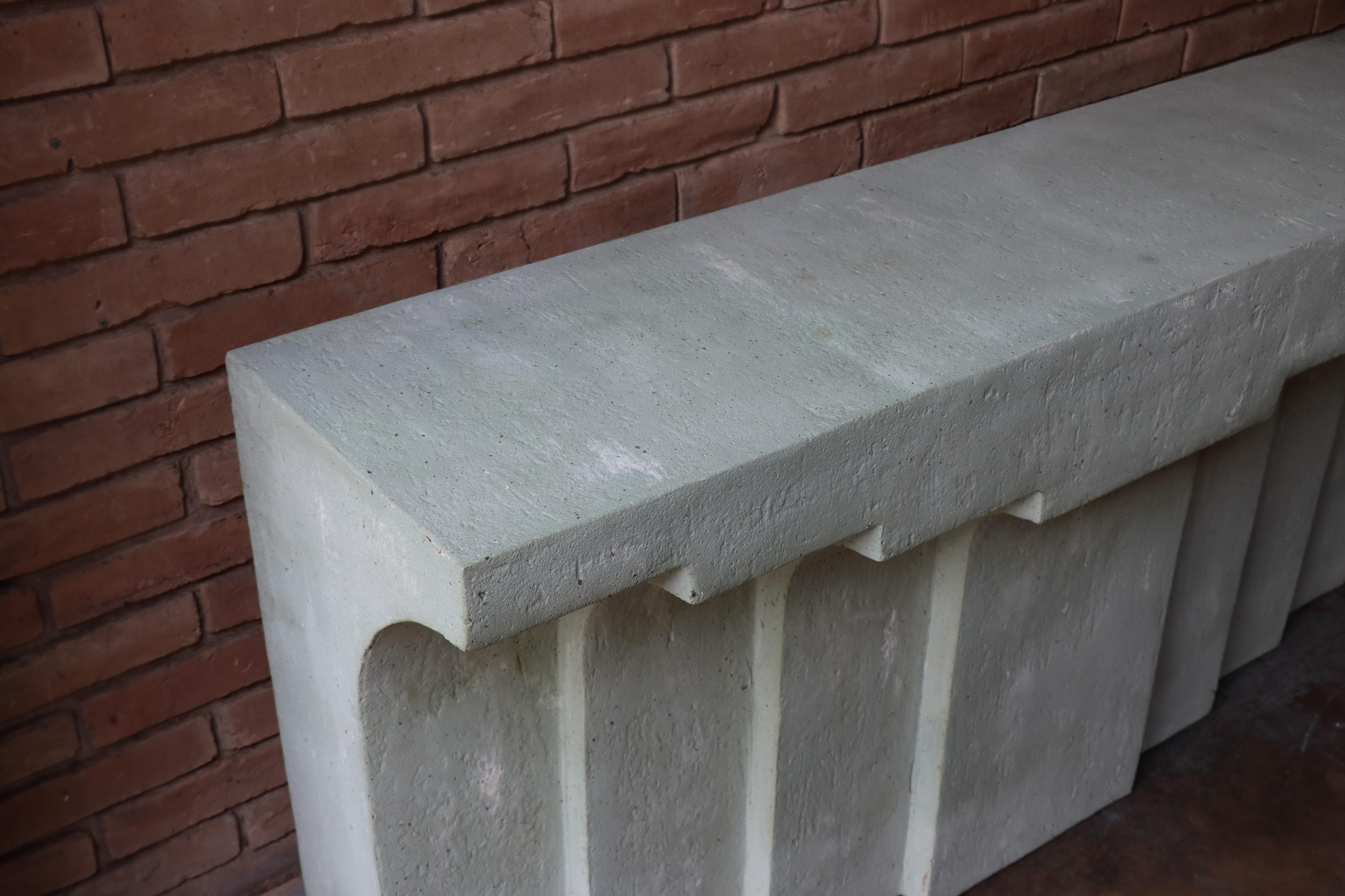 Fiberglass Vintage Faux Concrete or Plaster Console Table - Modernist 