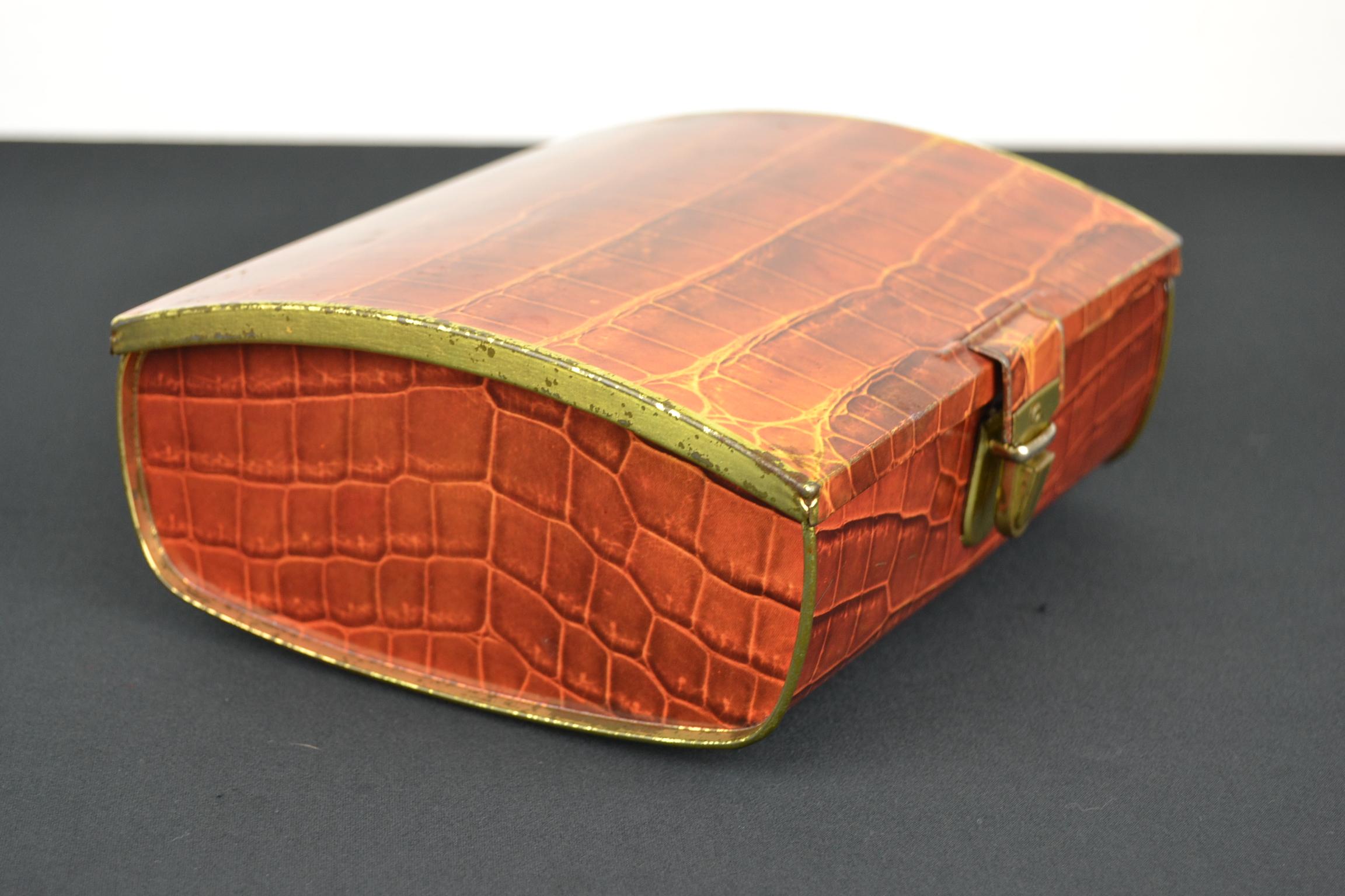 Vintage Faux Croc Tin Box for Cote D'or Chocolate For Sale 11