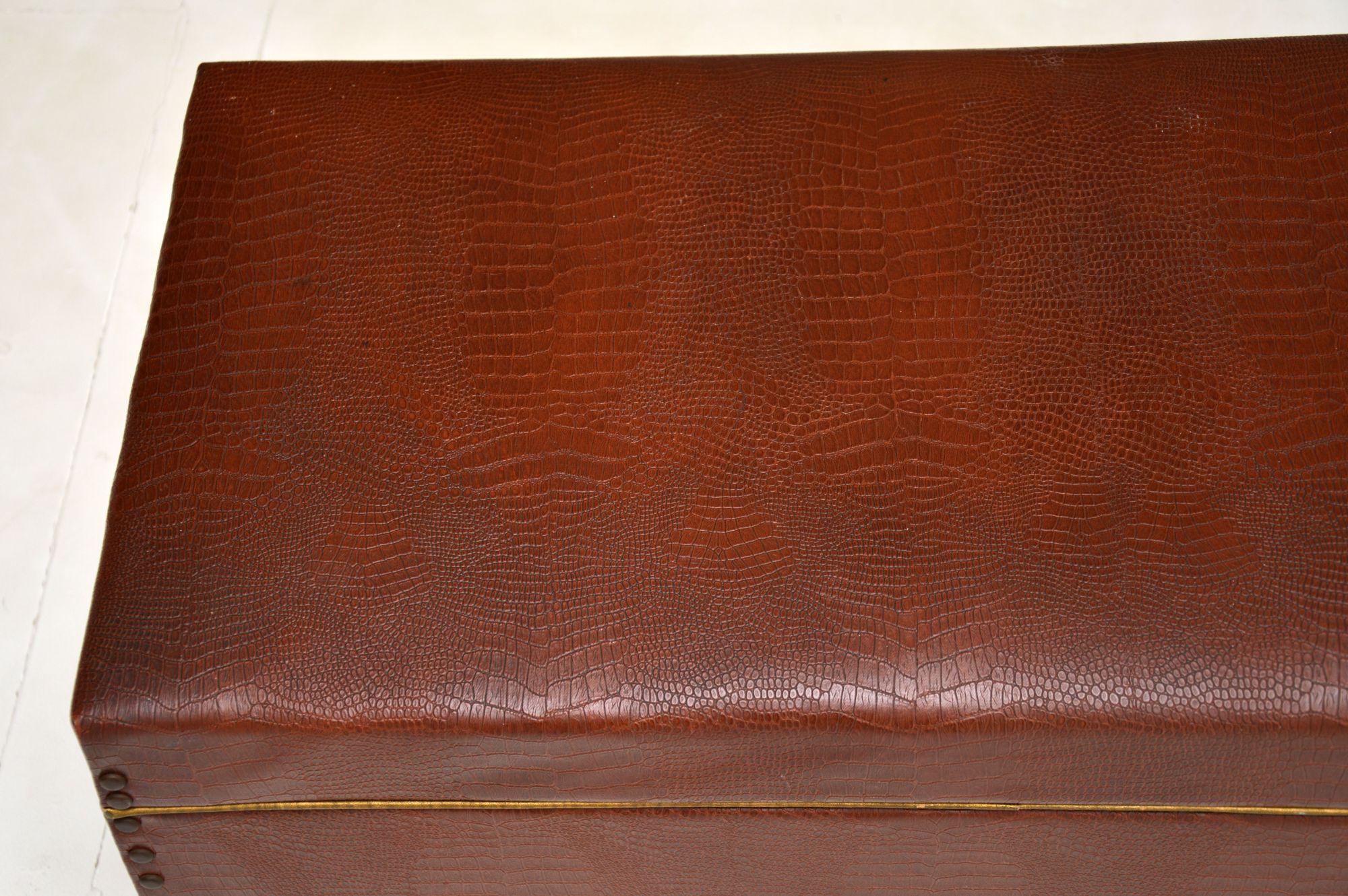 Vintage Faux Crocodile Skin Blanket Chest / Ottoman In Good Condition In London, GB