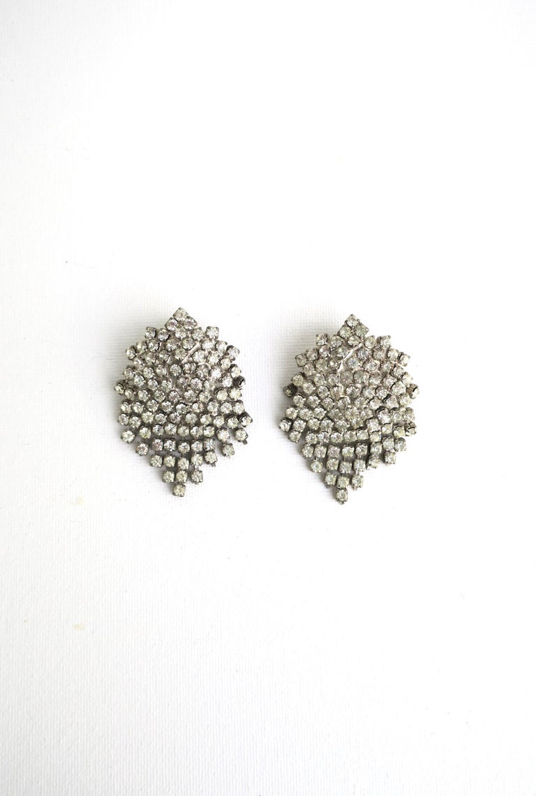 Boucles d'oreilles fleurs -victorien-strass-vintage