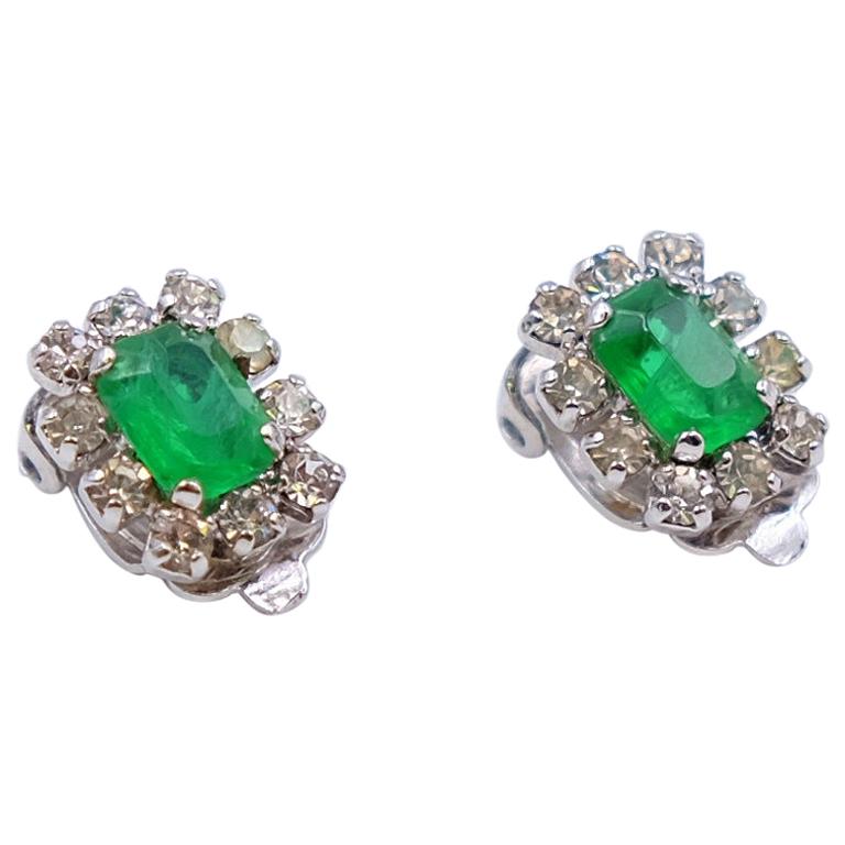 Vintage Faux Emeralds Christian Dior Earrings 1970s