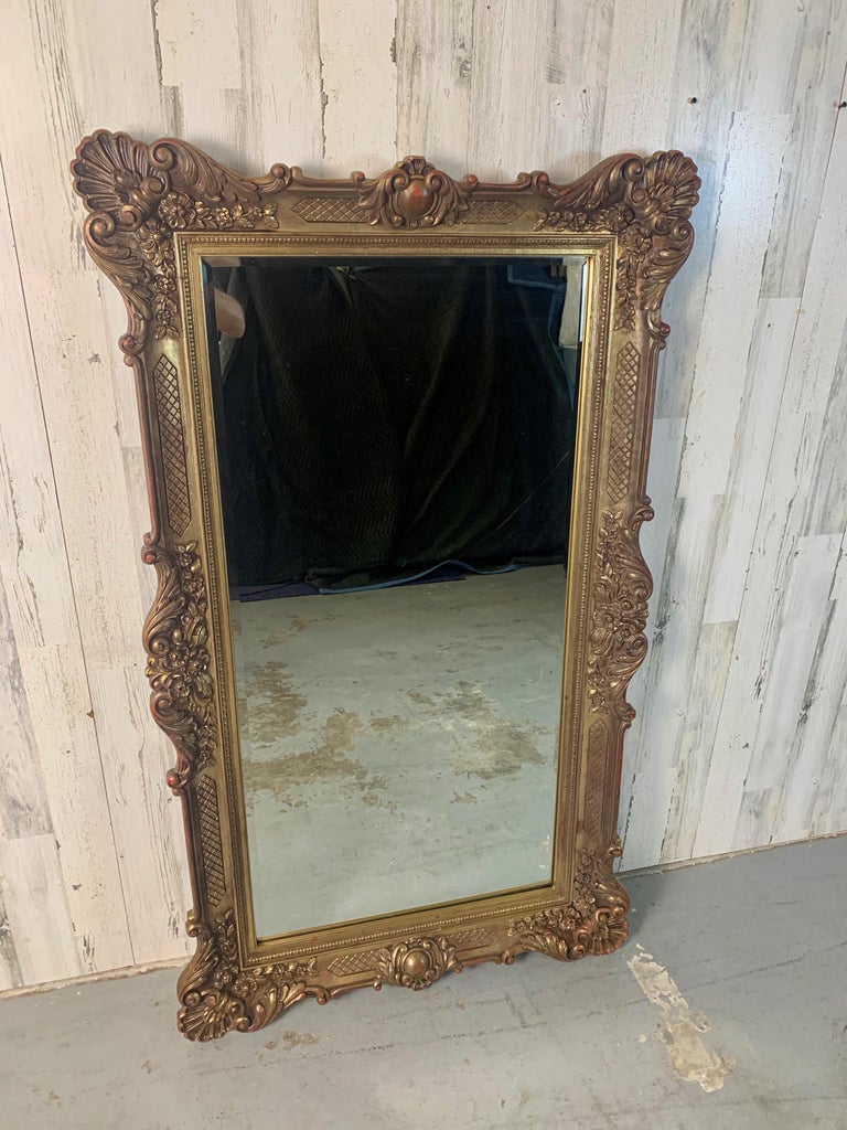 Vintage Faux Gilt Plastic Framed Mirror For Sale at 1stDibs