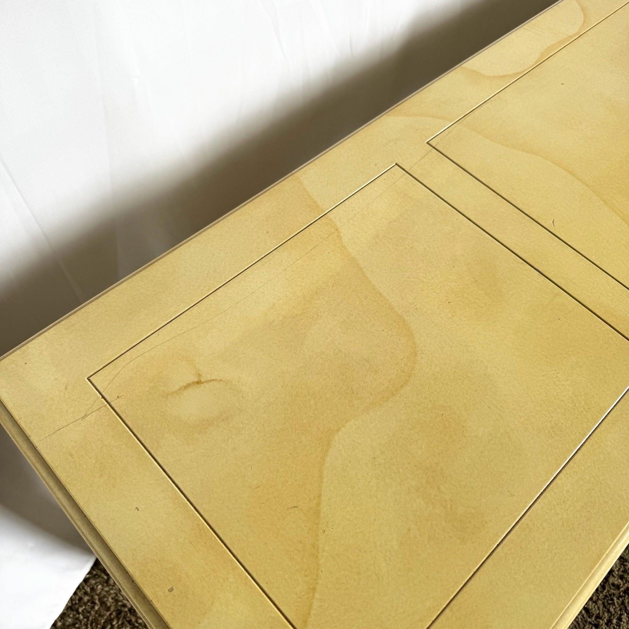 Fin du 20e siècle Table console Vintage laquée en fausse peau de chèvre avec tabourets bas par Henredon en vente