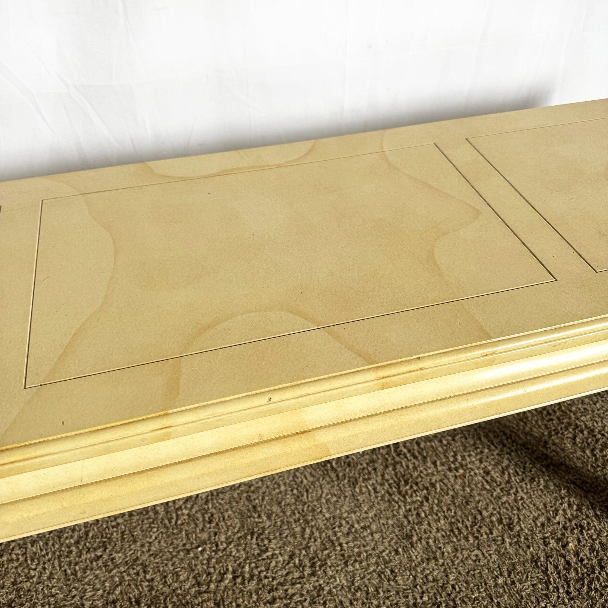 Bois Table console Vintage laquée en fausse peau de chèvre avec tabourets bas par Henredon en vente