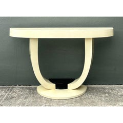 Vintage Faux Goatskin Console Table After Karl Springer
