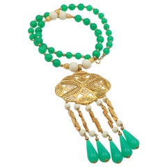 Vintage Faux Jade Massive Oriental Necklace 1970's