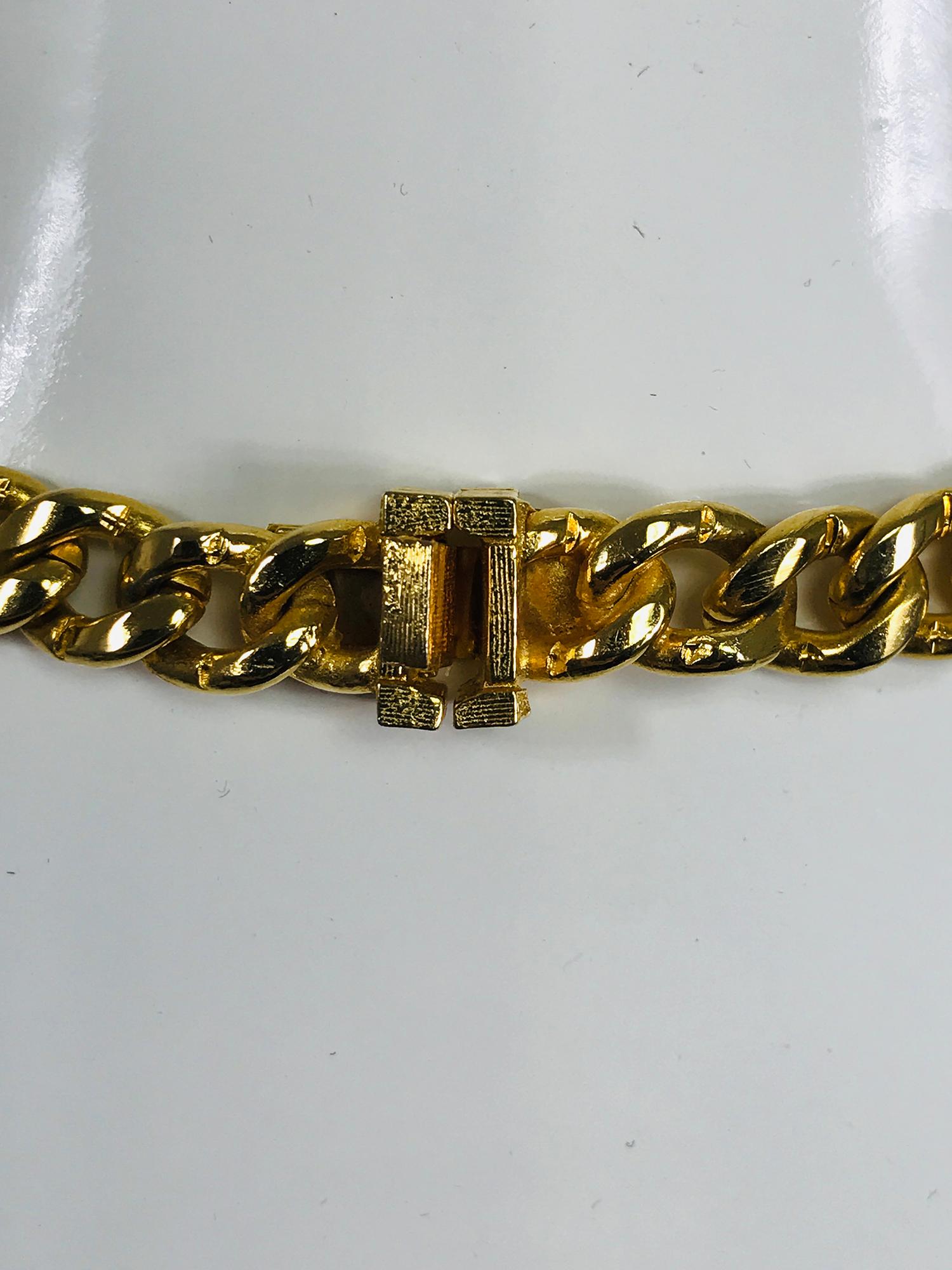 Women's Vintage Faux Jewel Gold Metal Choker Necklace 1990s