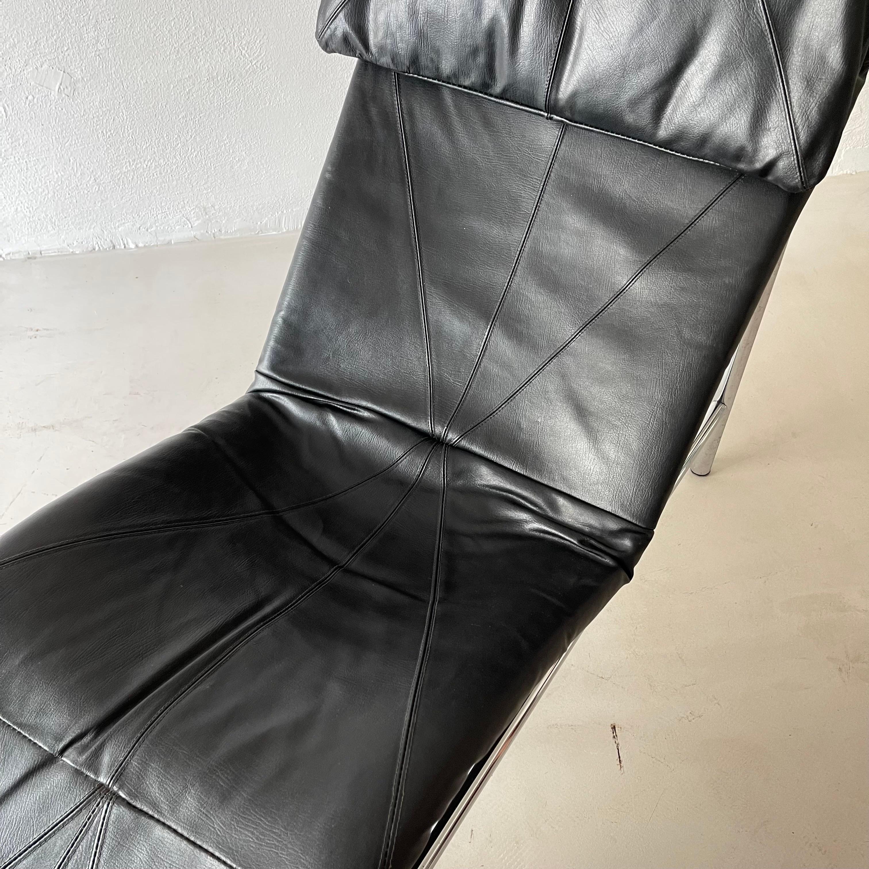 Late 20th Century Vintage Faux Leather Chaise Longues by Tord Bjorklund Sweden, 1970 For Sale