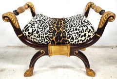 Vintage Faux Leopard Gilded Bench by Maitland Smith