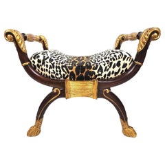 Vintage Faux Leopard Gilded Bench by Maitland Smith