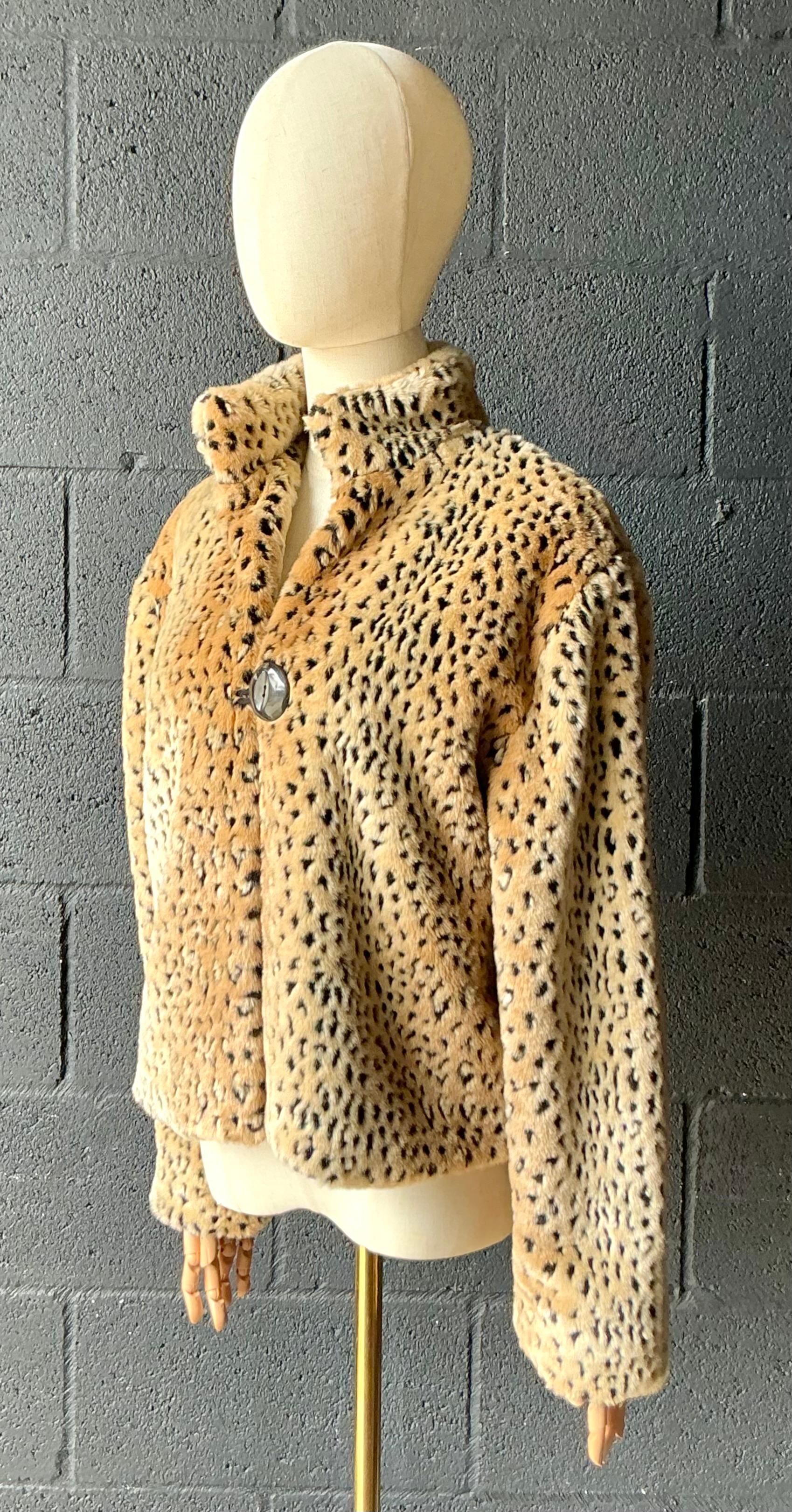 da uomo o donna Coates d'epoca in finto leopardo dipinto di cavallino in vendita