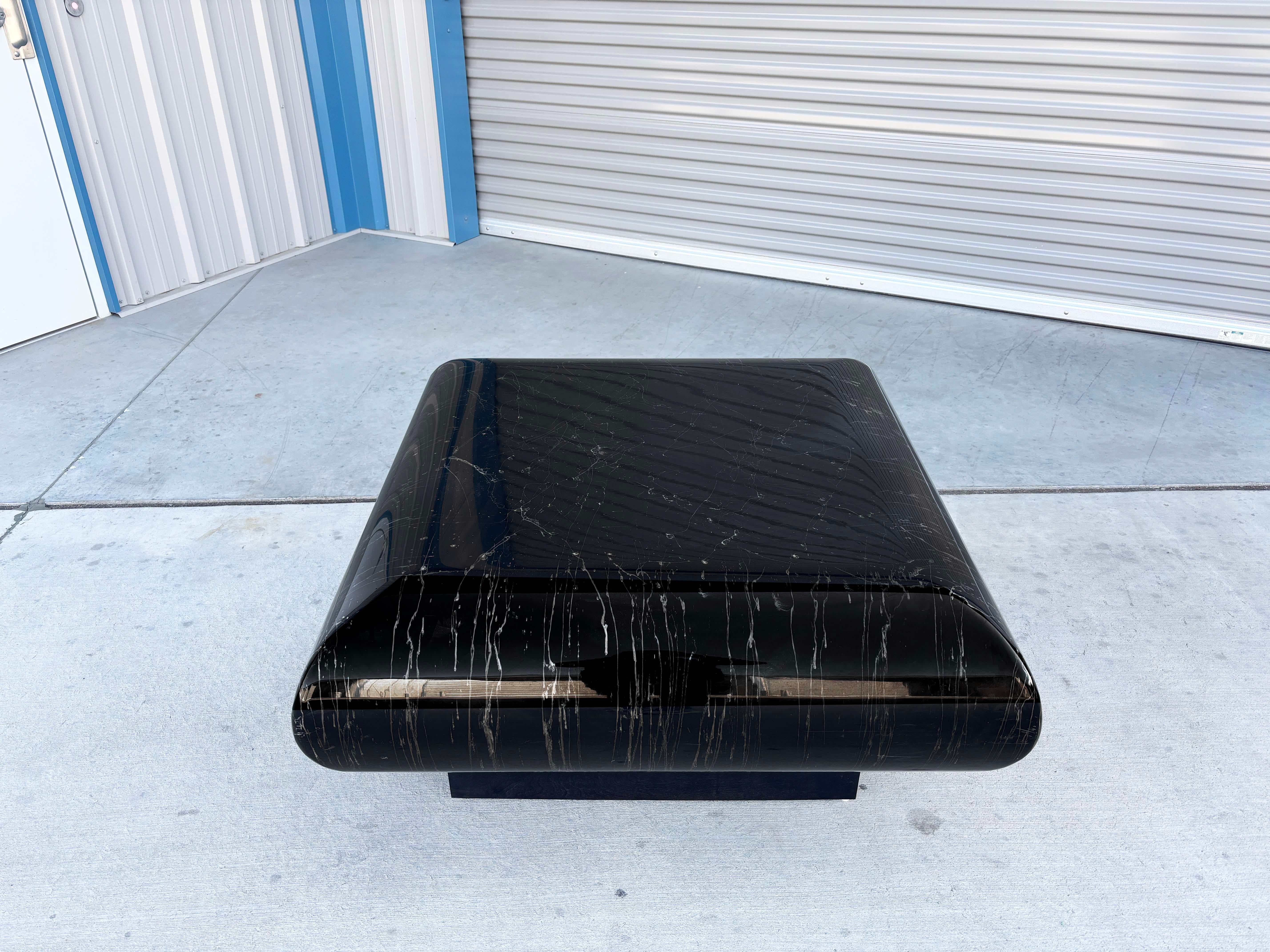 Mid-Century Modern Vintage Faux Marble Coffee Table Styled After Willy Rizzo For Sale