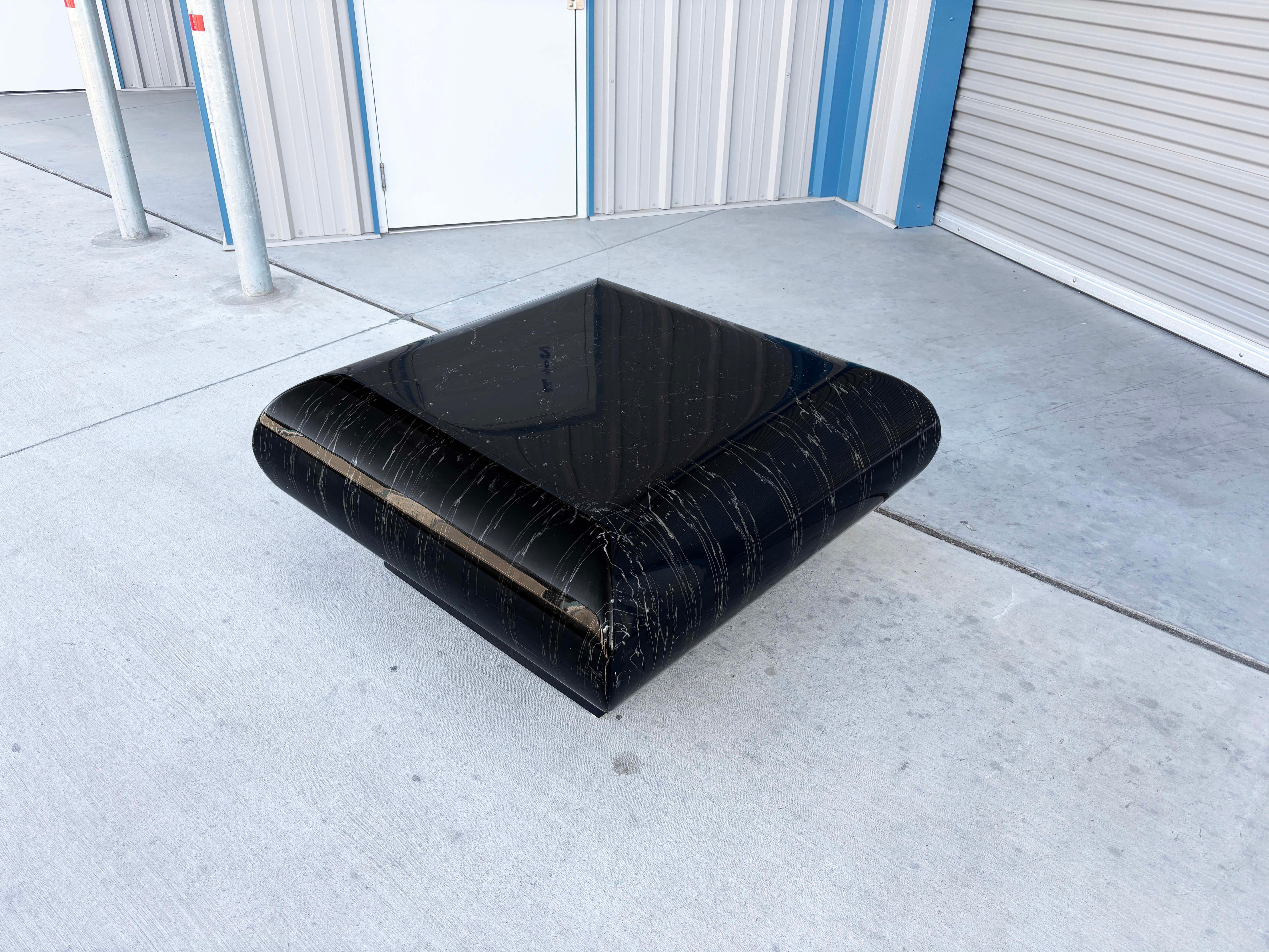 Italian Vintage Faux Marble Coffee Table Styled After Willy Rizzo For Sale