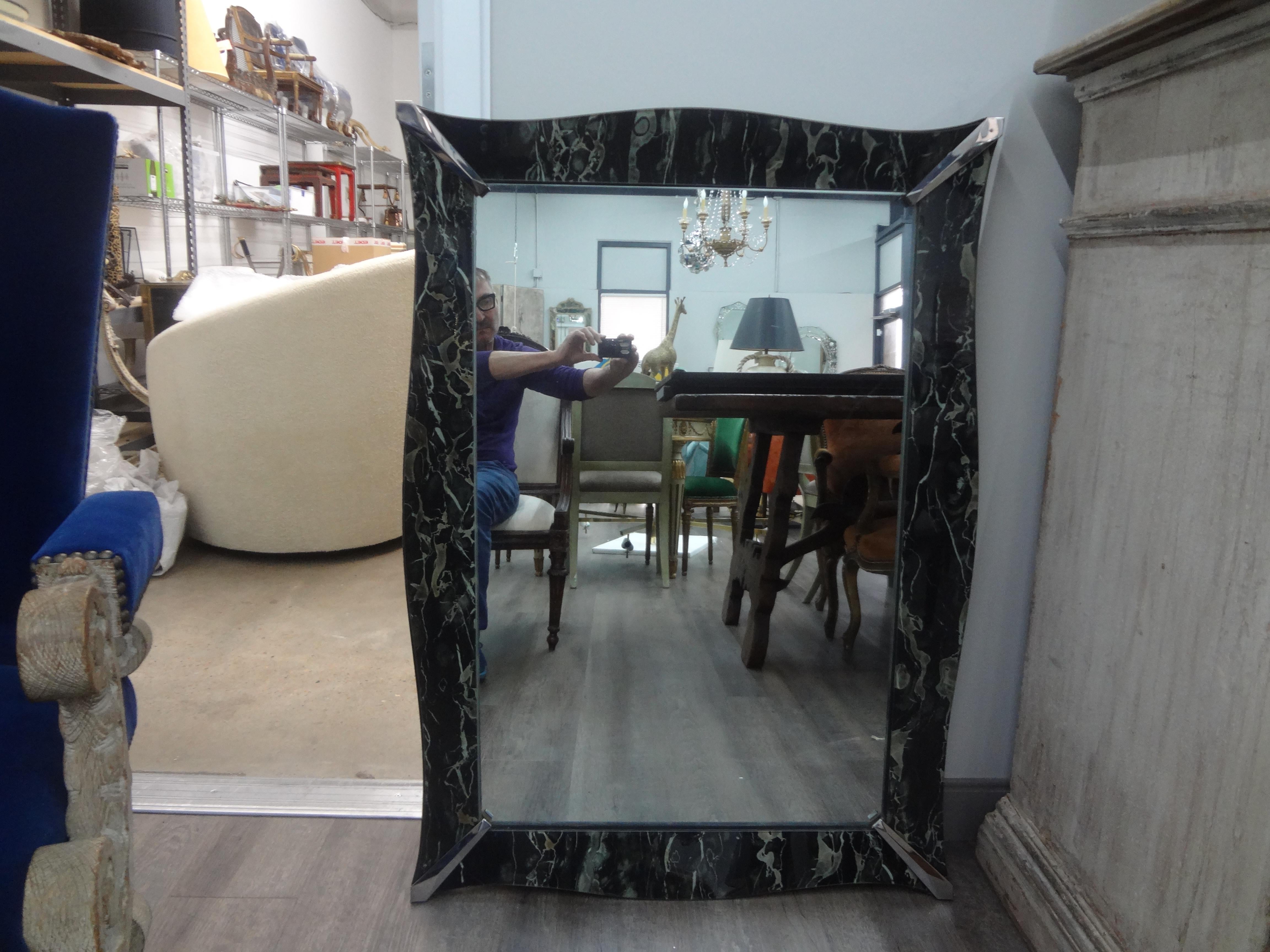 Vintage Faux Marble Eglomise Venetian Style Mirror For Sale 1