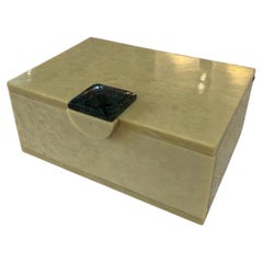 Vintage Faux Marble Lucite Trinket Box with Decorative Stone Accent