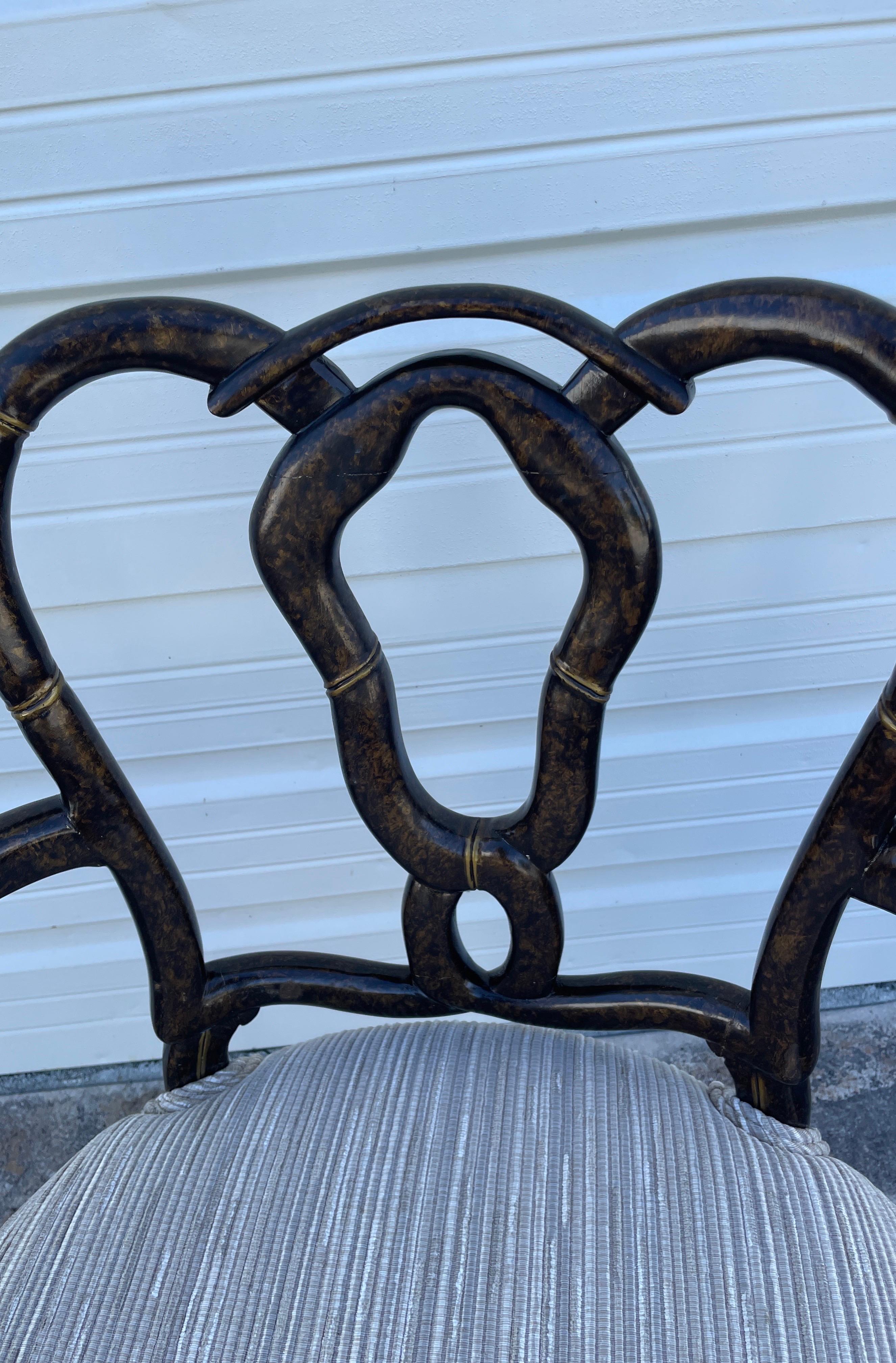 Italian Vintage Faux Painted Tortoise Pretzel Back Armchair For Sale