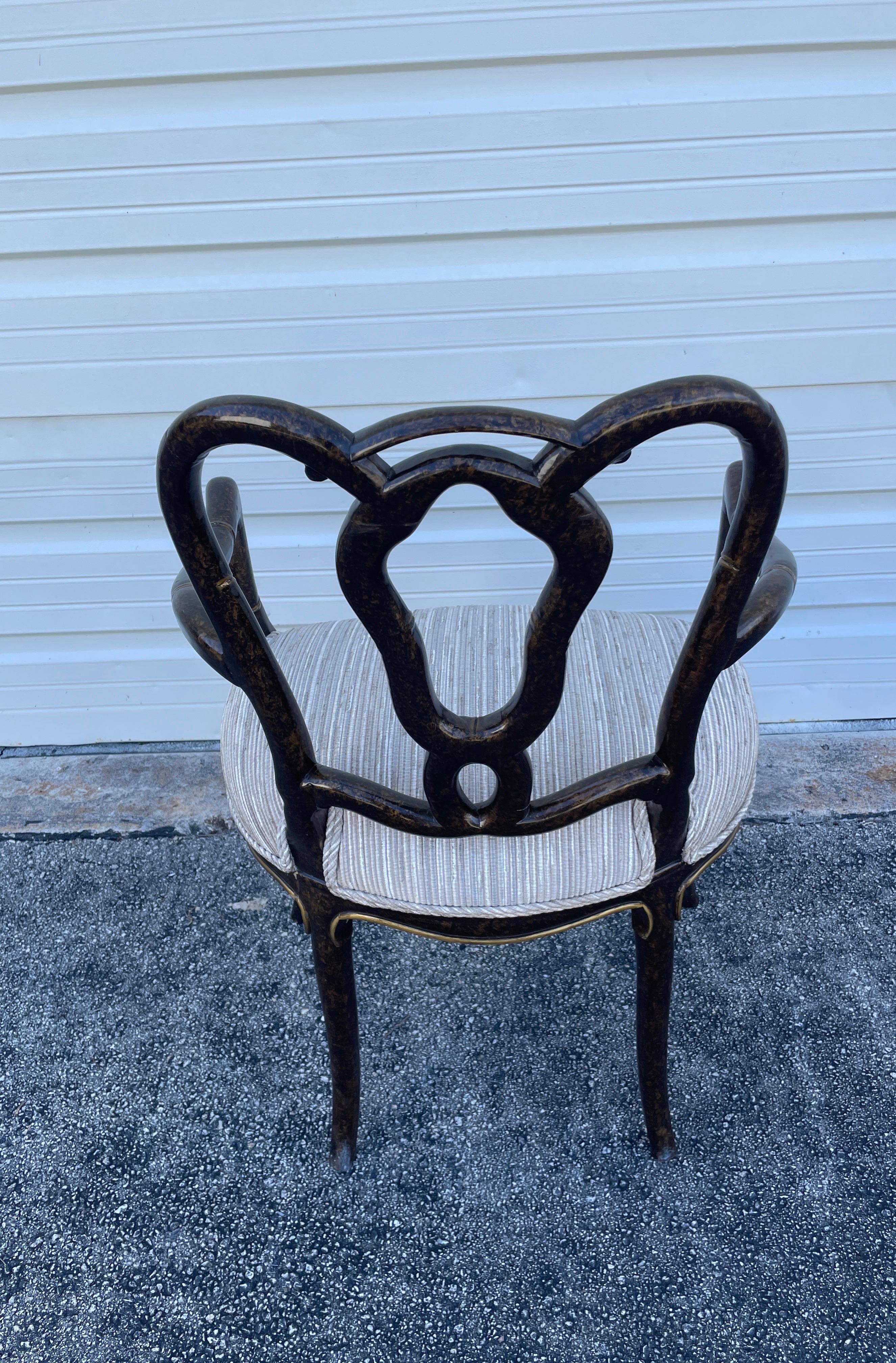 20th Century Vintage Faux Painted Tortoise Pretzel Back Armchair For Sale