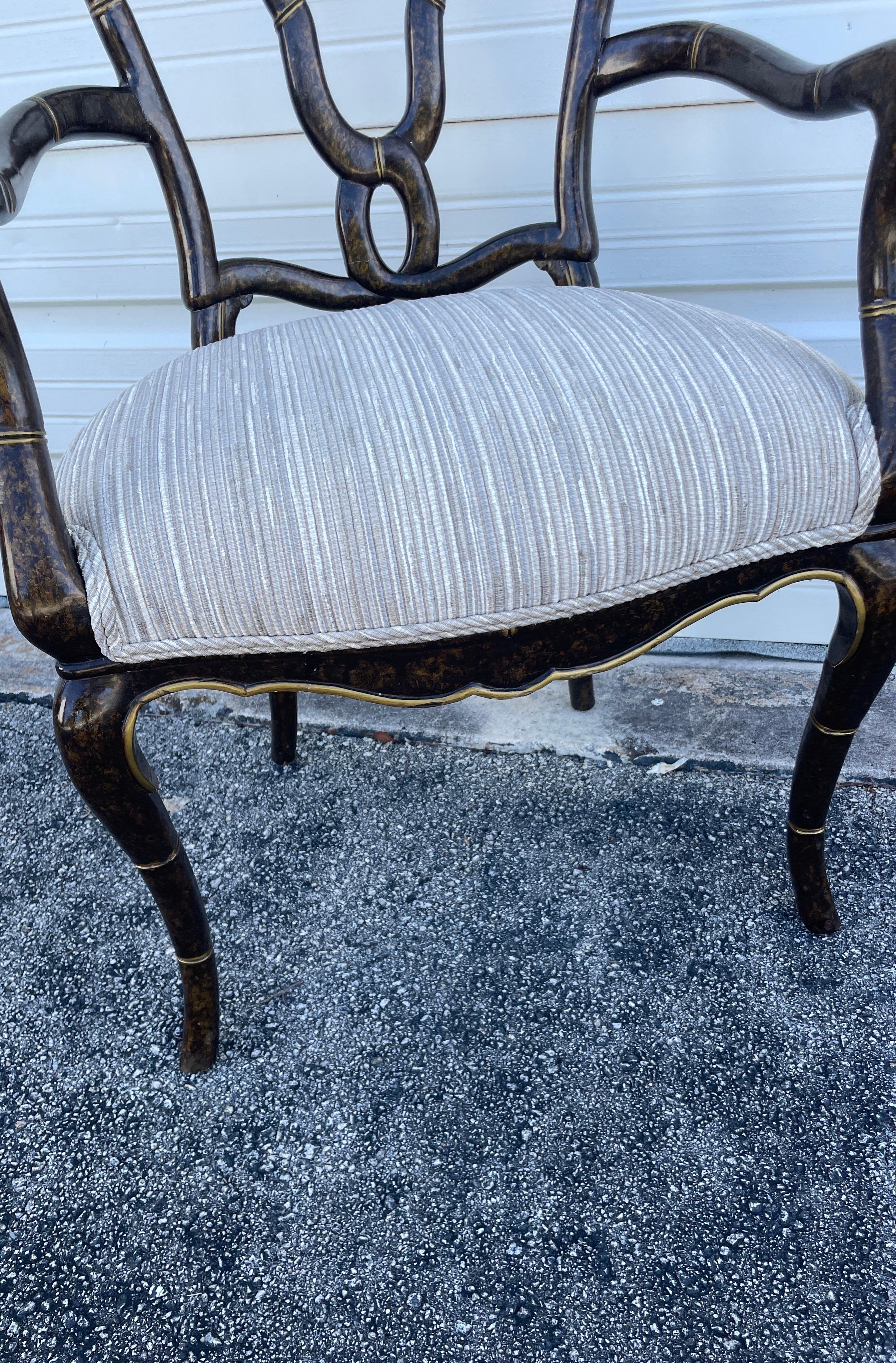Vintage Faux Painted Tortoise Pretzel Back Armchair For Sale 1