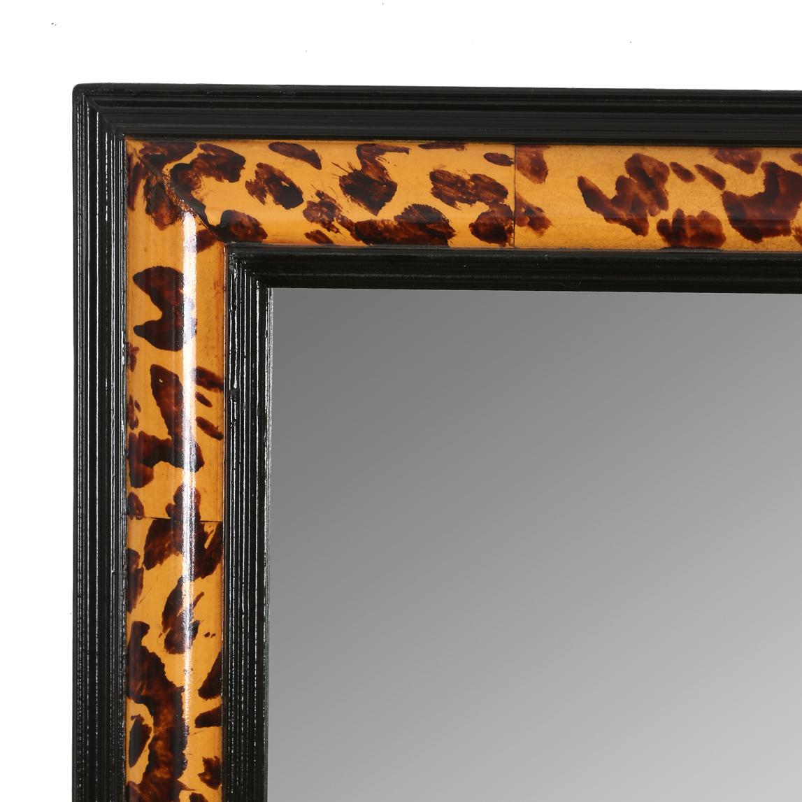 Mid-Century Modern Vintage Faux Painted Tortoise Shell Mirror