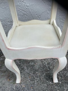 Vintage Faux Painted Wood Side Table, Pink and White, Circa 1990