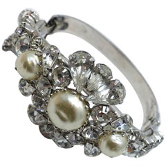 Vintage Faux Pearl and Crystal Bracelet