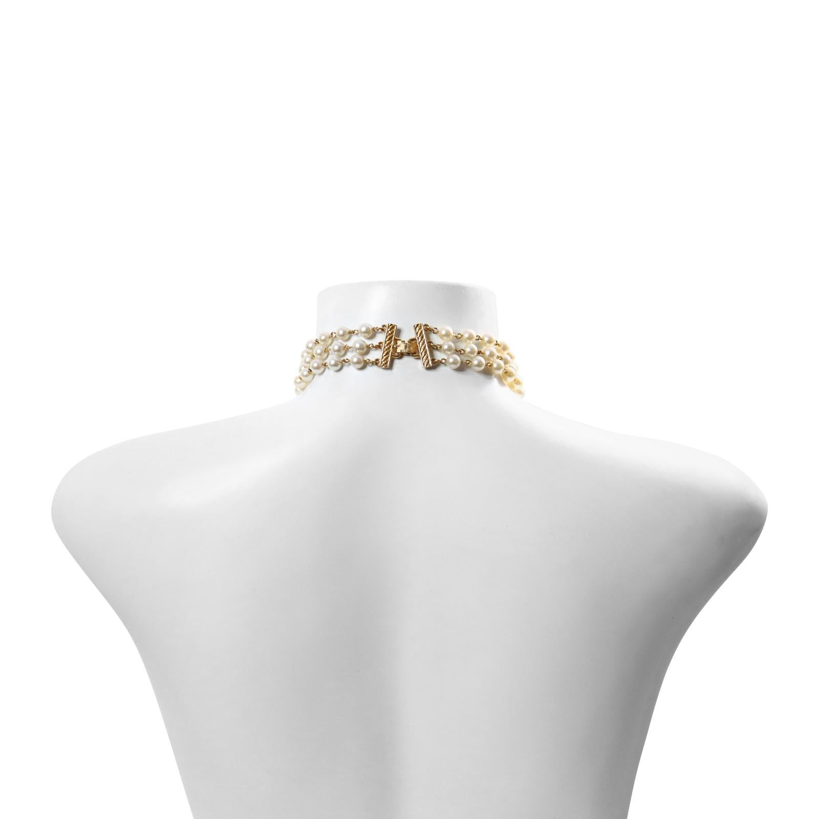 Vintage Faux Pearl Choker with Cascading Long Necklace, circa 1990s For Sale 7