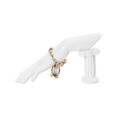 Vintage Faux Pearl and Lavender Crystal Dangling Bracelet, Circa 1960s